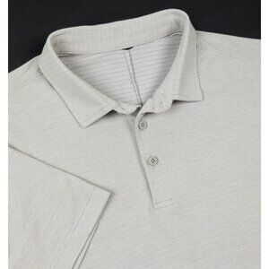 Lululemon Evolution Polo Men's Fits Small Light Gray Striped Stretch Shirt